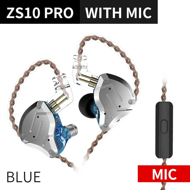 KZ ZS10 PRO 4BA + 1DD auriculares metálicos HIFI, auriculares internos híbridos, Auriculares deportivos con cancelación de ruido, KZ ZSN PRO ZST AS16 AS12 AS10 C16