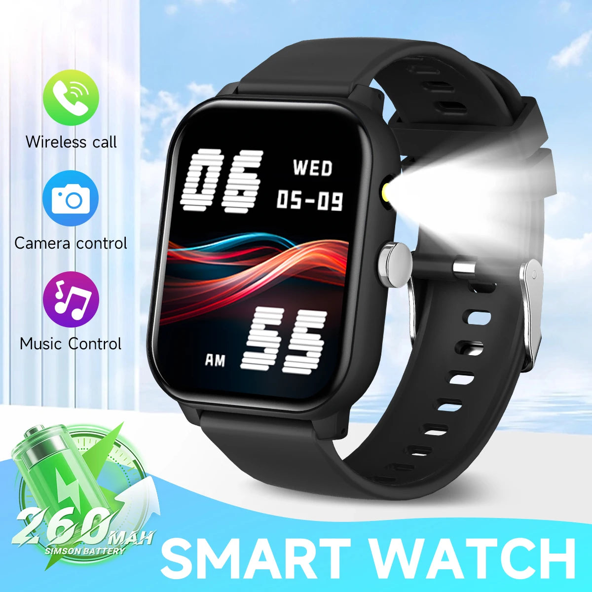 Nuevo Reloj Inteligente para Juegos, 1.83'', Llamadas Bluetooth, Modo Deportivo, Control de Música/Cámara, Linterna LED, Batería de Larga Duración, para Android/iOS
