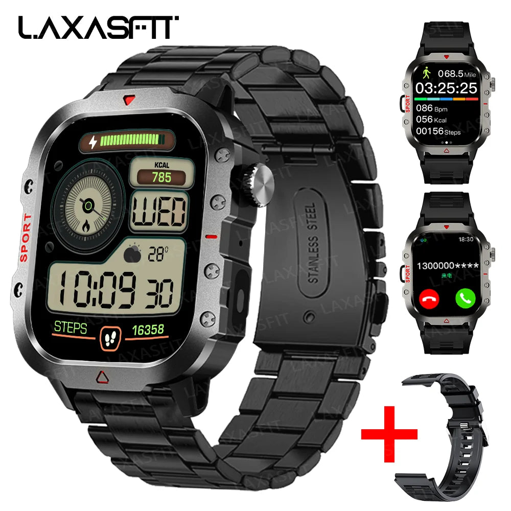 Reloj inteligente deportivo LAXASFIT para hombre, pantalla 1,71, oxígeno en sangre, Bluetooth, reloj parlante, linterna LED multideporte, reloj inteligente para exteriores