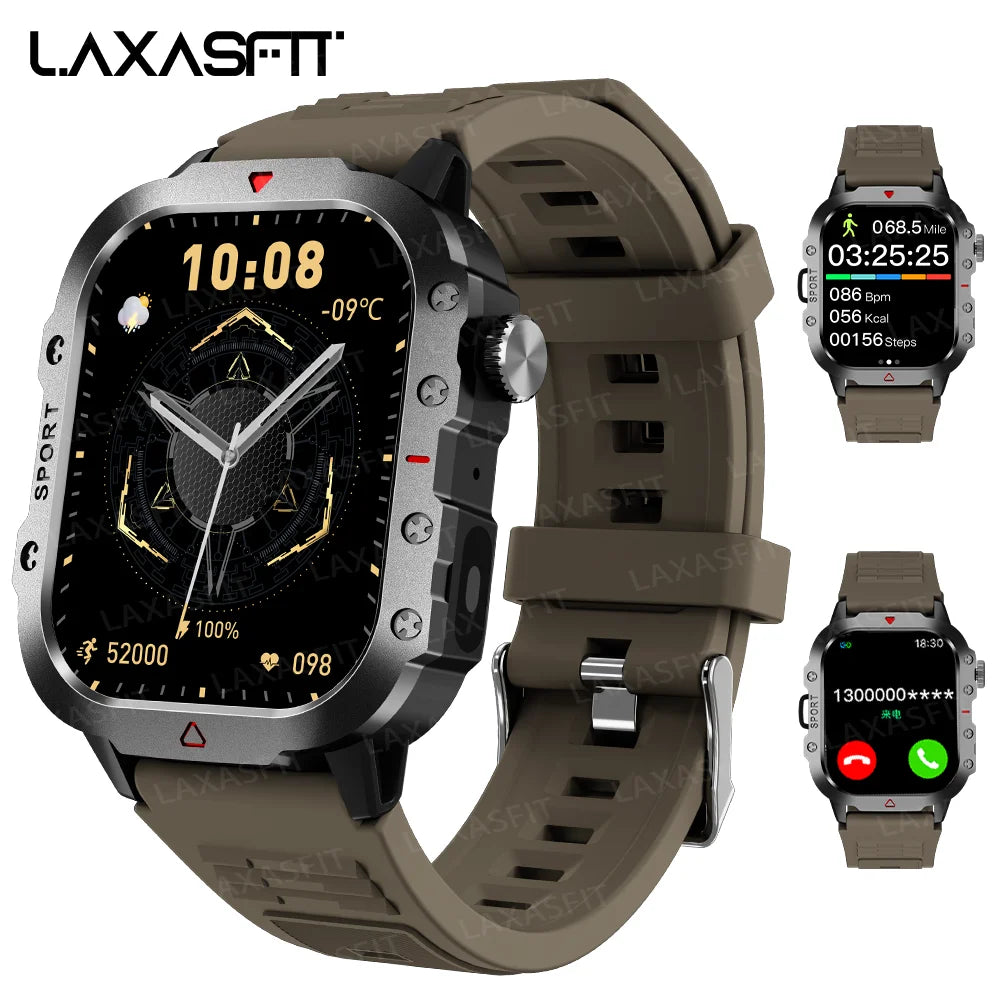Reloj inteligente deportivo LAXASFIT para hombre, pantalla 1,71, oxígeno en sangre, Bluetooth, reloj parlante, linterna LED multideporte, reloj inteligente para exteriores