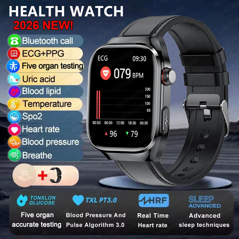 2025New Micro examen físico reloj inteligente para hombres ácido úrico grasa corporal cinco órganos salud relojes Bluetooth llamada SmartBracelet