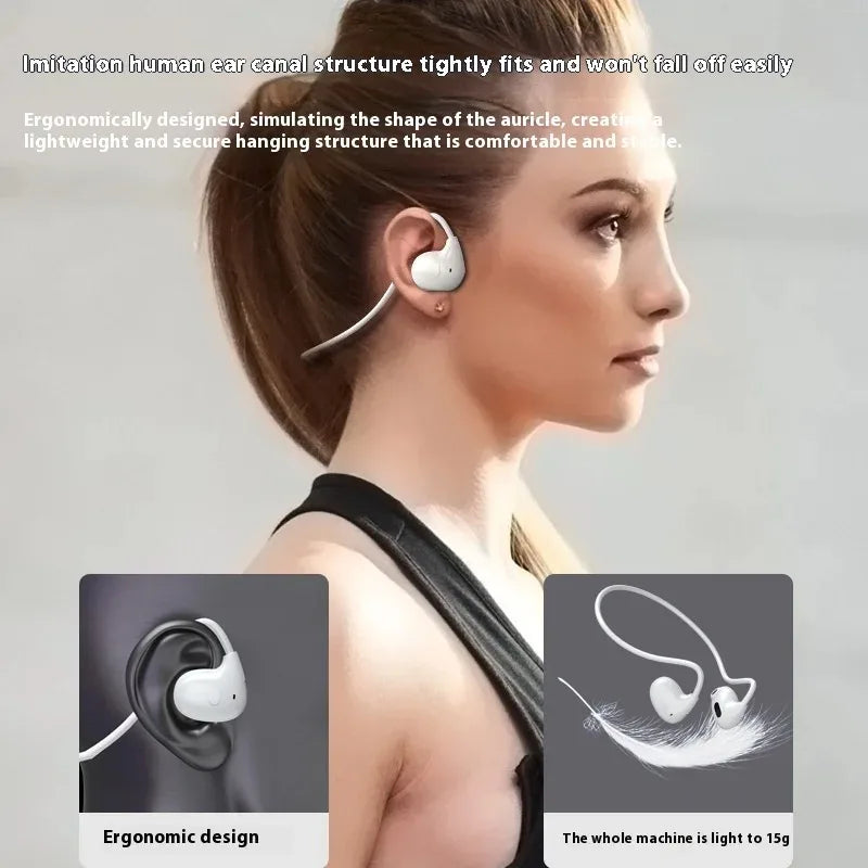 Auriculares Inalámbricos Desmontables con Conducción Aérea, Auriculares Deportivos Bluetooth 5.3 de Diseño Abierto con Micrófono Integrado para Entrenamientos y Música