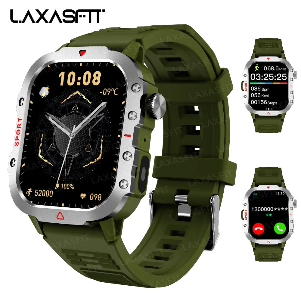 Reloj inteligente deportivo LAXASFIT para hombre, pantalla 1,71, oxígeno en sangre, Bluetooth, reloj parlante, linterna LED multideporte, reloj inteligente para exteriores