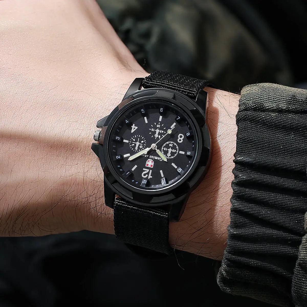 Relojes militares informales para hombre, reloj de pulsera deportivo de cuarzo con banda de nailon, reloj Masculino (sin caja)