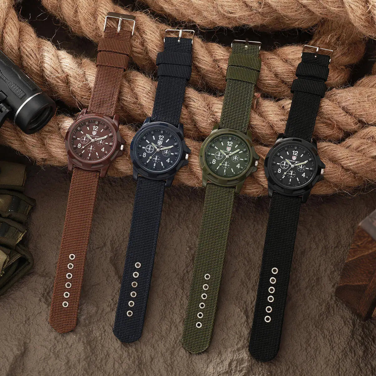 Relojes militares informales para hombre, reloj de pulsera deportivo de cuarzo con banda de nailon, reloj Masculino (sin caja)