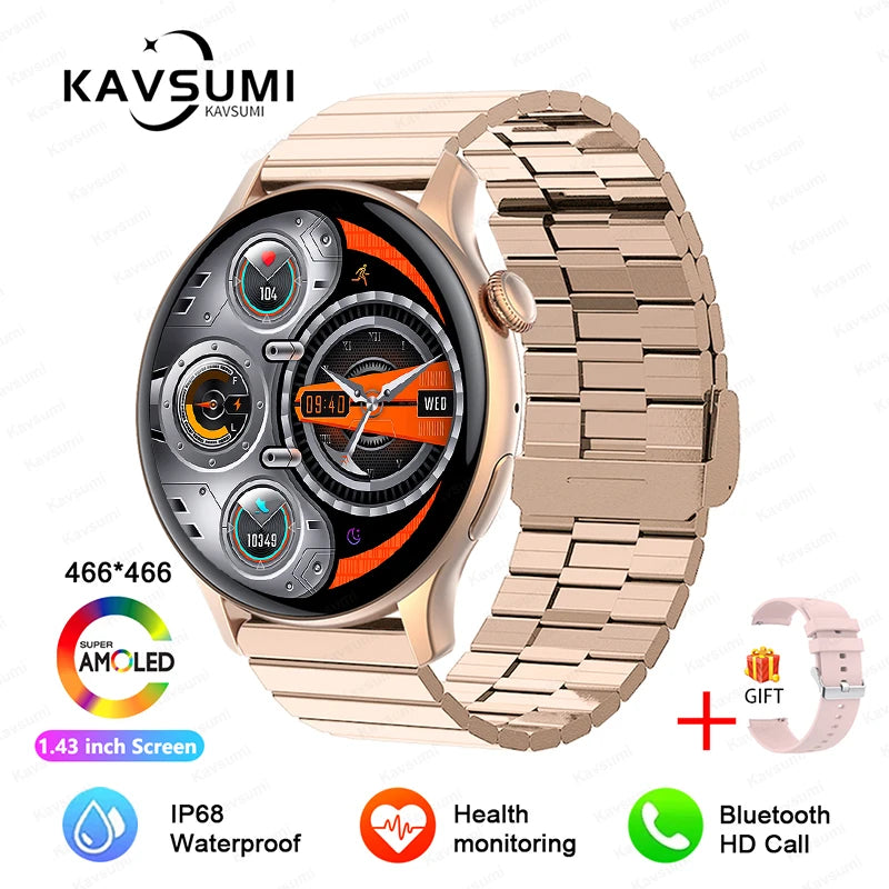 Reloj inteligente para mujer, pantalla AMOLED, siempre visualización del tiempo, NFC, IP68, resistente al agua, llamada deportiva, reloj inteligente para mujer, esfera personalizada