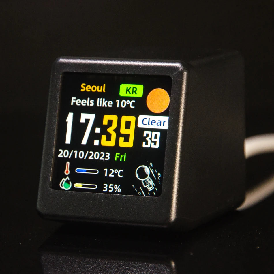 Reloj Digital Meteorológico de Escritorio WiFi GeekMagic Super Cool Mini con Pantalla LCD IPS, Gadget para Decoración