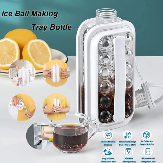 Bandeja para hacer bolas de hielo, botella 2 en 1, disco portátil para hacer botellas de agua, moldes de cubos plegables con 17 rejillas para Picnic en el hogar y la Oficina