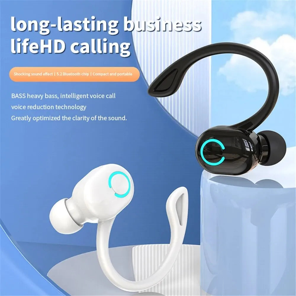 Auriculares inalámbricos con gancho para la oreja, tecnología Bluetooth, ideales para escuchar música, practicar deportes y realizar llamadas manos libres con el teléfono móvil, también aptos para llamadas de negocios.