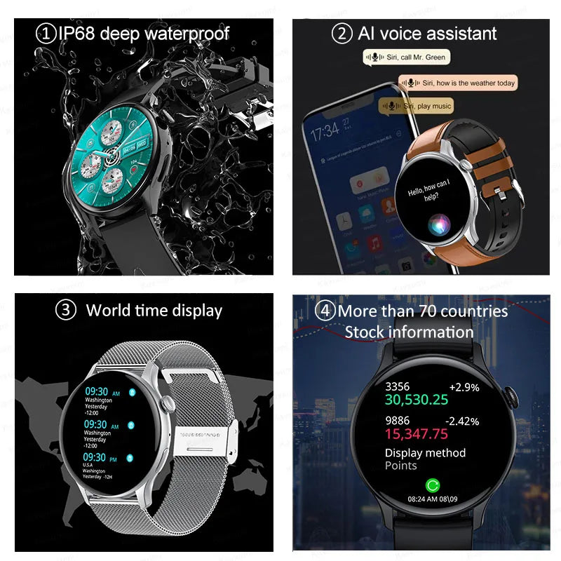 Reloj inteligente para mujer, pantalla AMOLED, siempre visualización del tiempo, NFC, IP68, resistente al agua, llamada deportiva, reloj inteligente para mujer, esfera personalizada