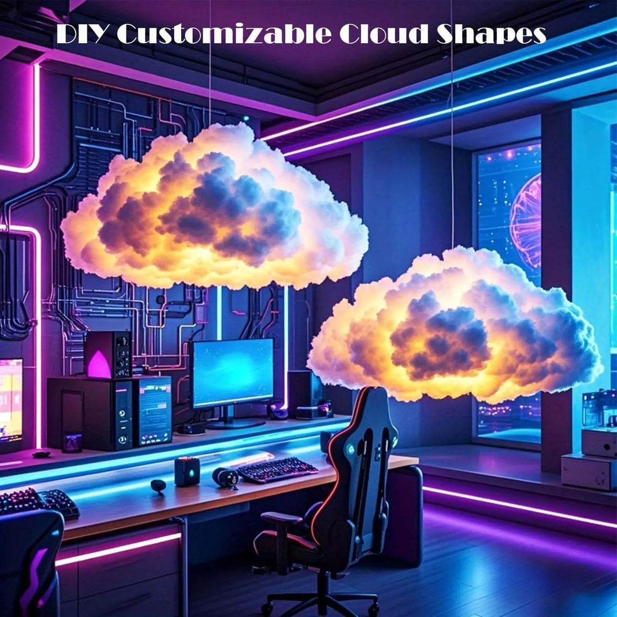 Lámpara LED 3D de nube de trueno, luz nocturna con ritmo musical alimentada por USB para dormitorio, escritorio, decoración de sala de juegos, iluminación de ambiente, regalo