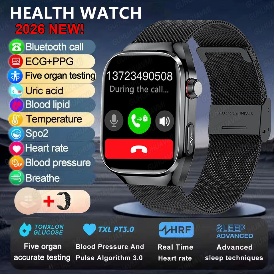 2025New Micro examen físico reloj inteligente para hombres ácido úrico grasa corporal cinco órganos salud relojes Bluetooth llamada SmartBracelet