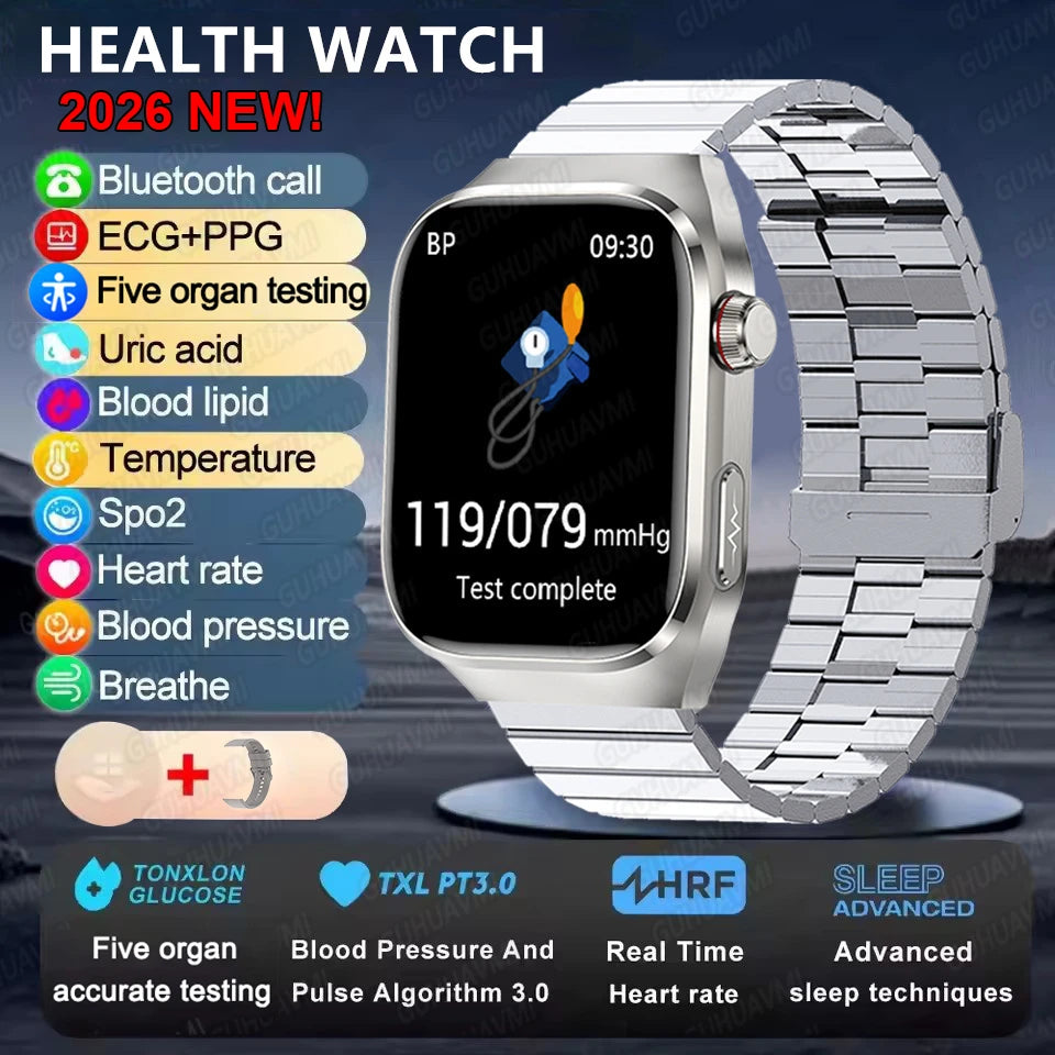 2025New Micro examen físico reloj inteligente para hombres ácido úrico grasa corporal cinco órganos salud relojes Bluetooth llamada SmartBracelet