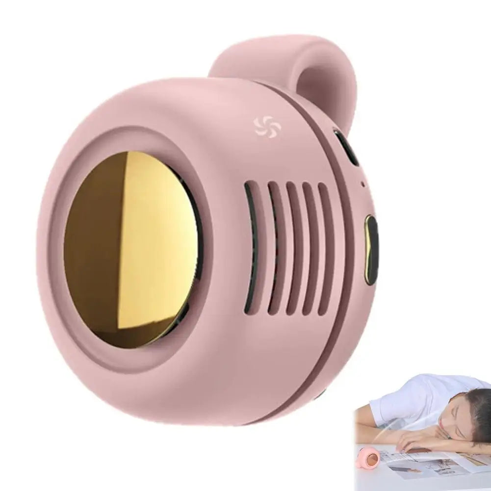 Mini ventilador portátil sin aspas con clip para la cintura, 3 velocidades, silencioso, recargable por USB, manos libres, para viajes al aire libre, ciclismo y camping.