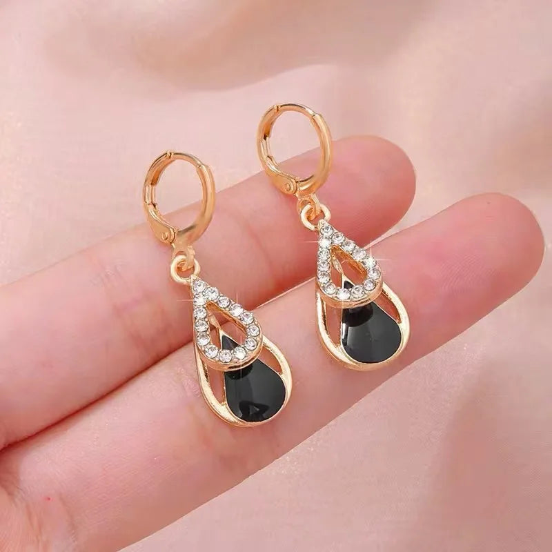 Conjunto de Collar y Pendientes de 3 Piezas con Aspecto de Lujo - Pendientes Colgantes Modernos para Mujer