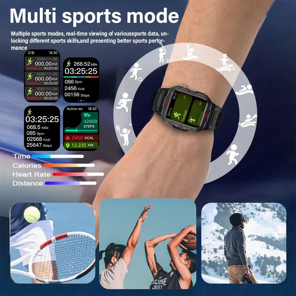 Reloj inteligente deportivo LAXASFIT para hombre, pantalla 1,71, oxígeno en sangre, Bluetooth, reloj parlante, linterna LED multideporte, reloj inteligente para exteriores