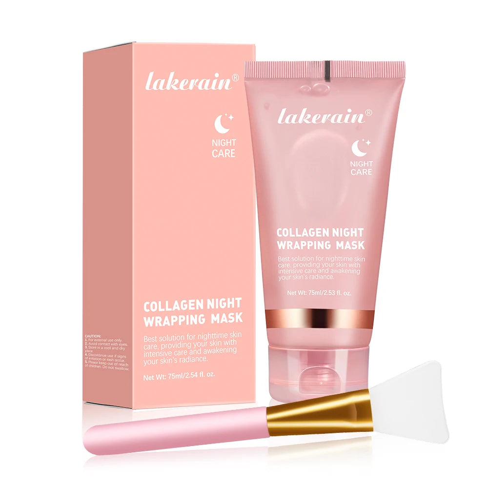 Mascarilla para envolver colágeno y juego de cepillos, rejuvenecimiento, hidrata, iluminador, mascarilla Facial coreana, hace que brilla la elasticidad de la piel