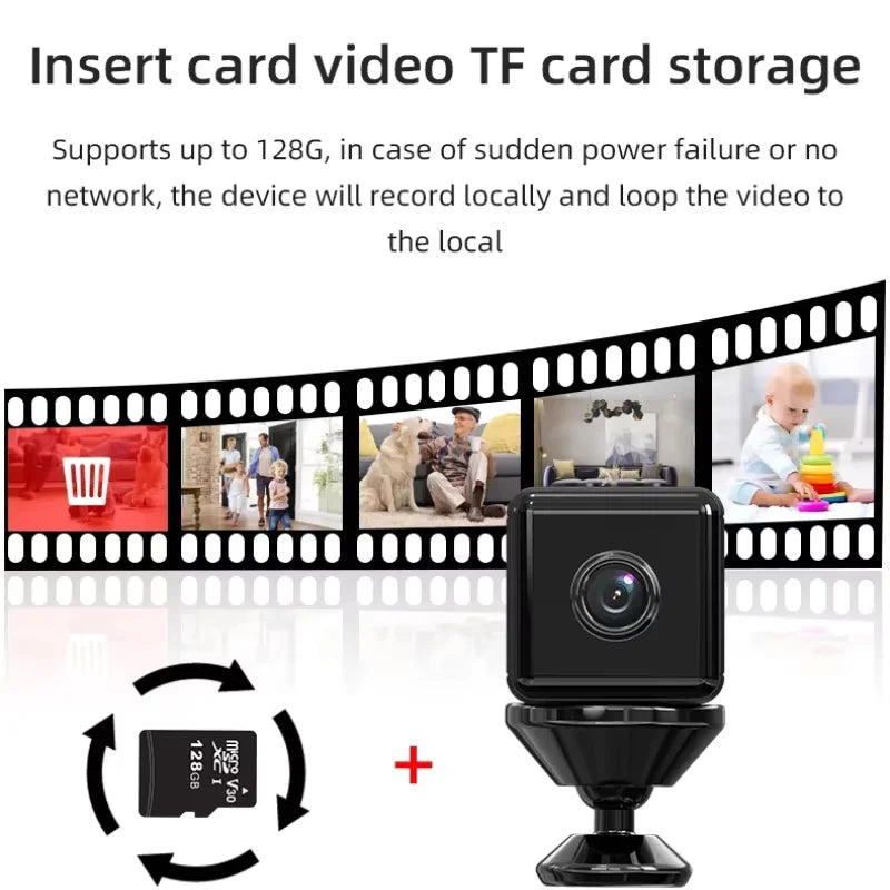 Mini cámara WiFi 1080P con visión nocturna por infrarrojos y detección de movimiento, cámara de visualización remota, grabadora de vídeo y voz para el hogar