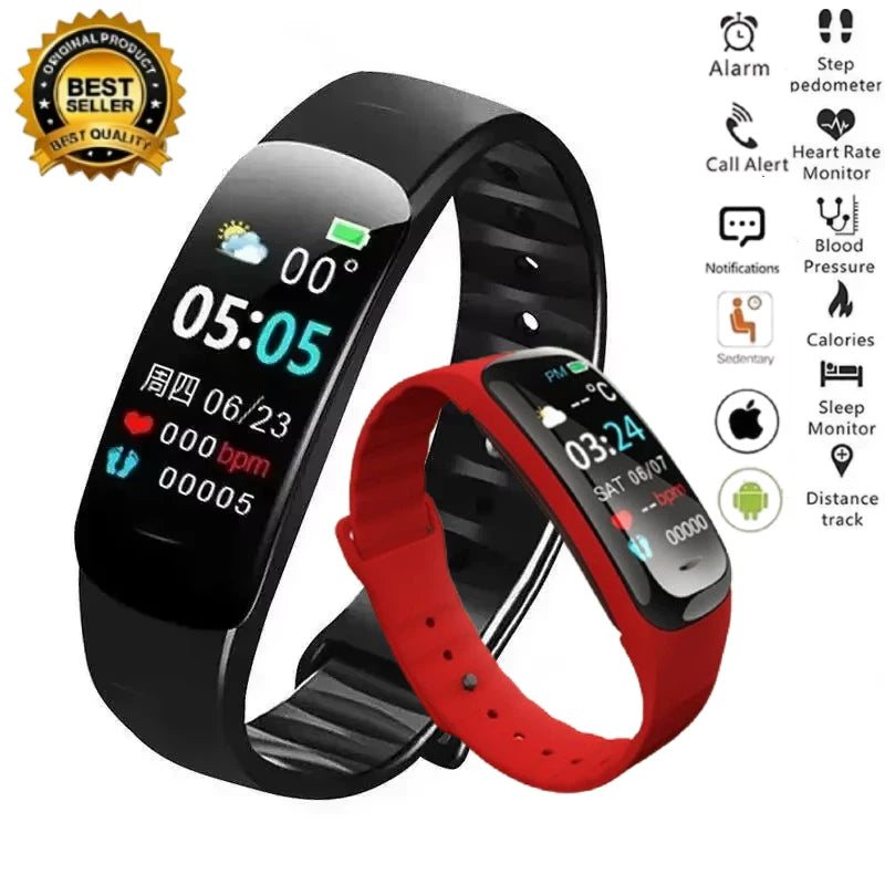Reloj Inteligente C1 Plus, Monitor de Actividad Física, Bluetooth, Frecuencia Cardíaca, Presión Arterial, Contador de Pasos, Pulsera Deportiva para Hombres y Mujeres 2026