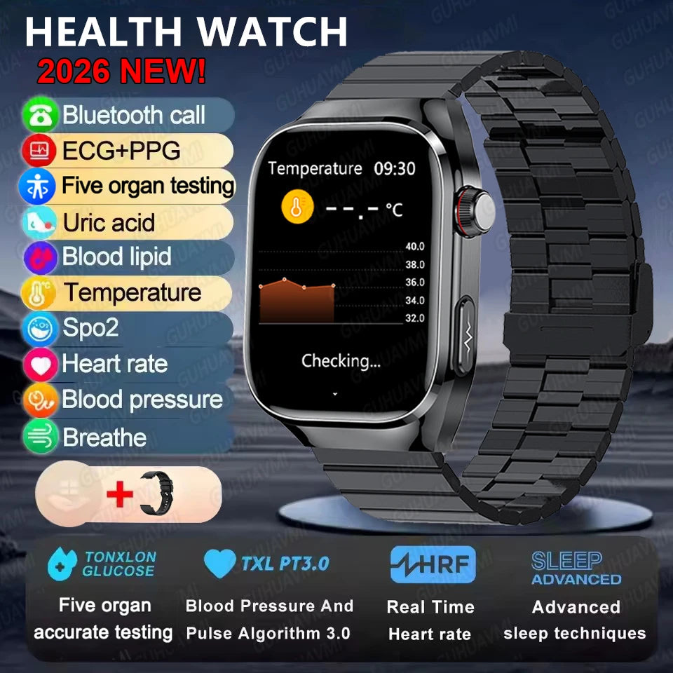 2025New Micro examen físico reloj inteligente para hombres ácido úrico grasa corporal cinco órganos salud relojes Bluetooth llamada SmartBracelet