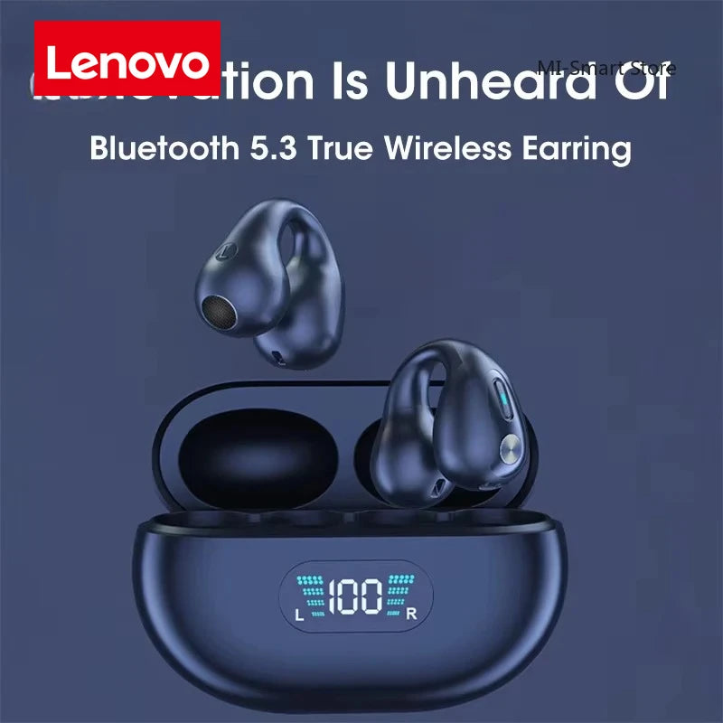 Audífonos Lenovo Originales de Conducción Ósea TWS, Auriculares Inalámbricos Bluetooth con Sonido Ambie, Tipo Pendiente, para Deporte