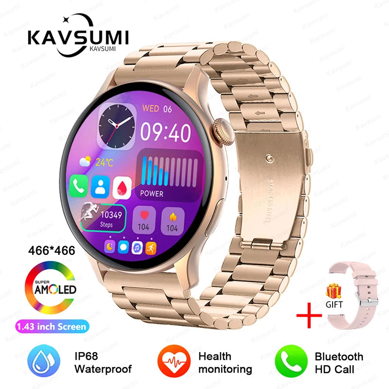 Reloj inteligente para mujer, pantalla AMOLED, siempre visualización del tiempo, NFC, IP68, resistente al agua, llamada deportiva, reloj inteligente para mujer, esfera personalizada