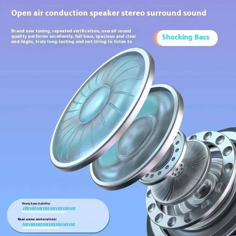 Auriculares Inalámbricos Desmontables con Conducción Aérea, Auriculares Deportivos Bluetooth 5.3 de Diseño Abierto con Micrófono Integrado para Entrenamientos y Música