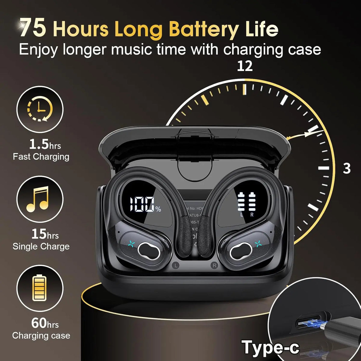 Original GDLYL HD65 TWS Bluetooth V5.4 auriculares inalámbricos LED pantalla Digital auriculares reducción de ruido auriculares impermeables nuevo