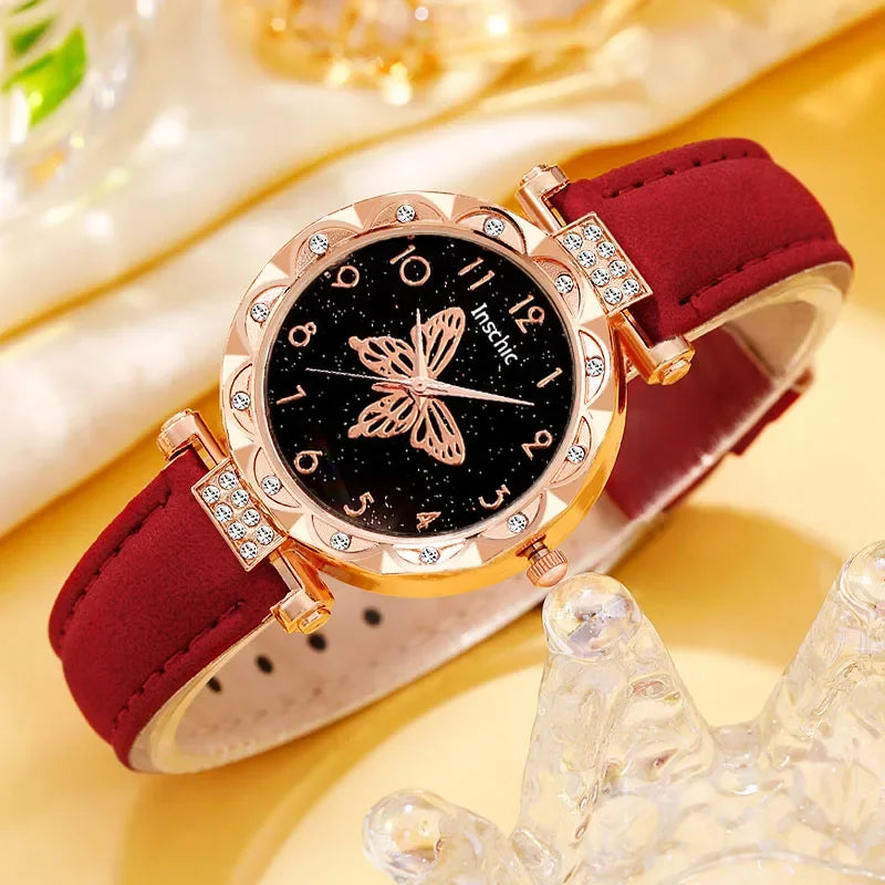 Conjunto de 6 piezas que incluye un reloj de cuarzo para mujer y un collar, ideal para el uso diario y como regalo.