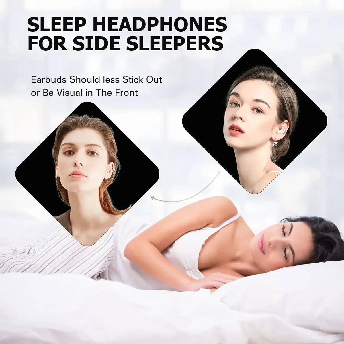 Auriculares inalámbricos Bluetooth 5.3, mini, para dormir, ultrapequeños y portátiles, ideales para orejas pequeñas, con micrófono integrado para llamadas nítidas.