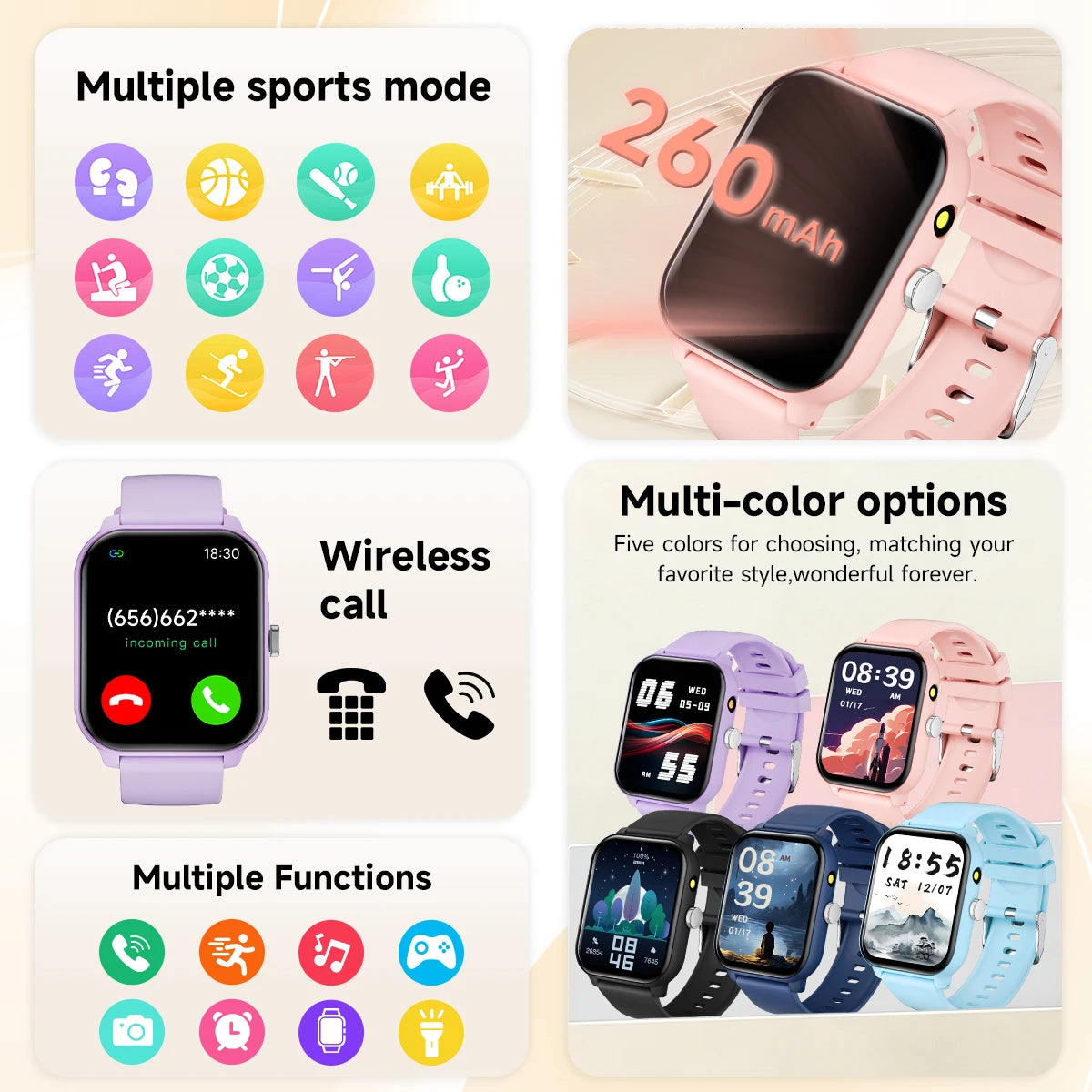Nuevo Reloj Inteligente para Juegos, 1.83'', Llamadas Bluetooth, Modo Deportivo, Control de Música/Cámara, Linterna LED, Batería de Larga Duración, para Android/iOS