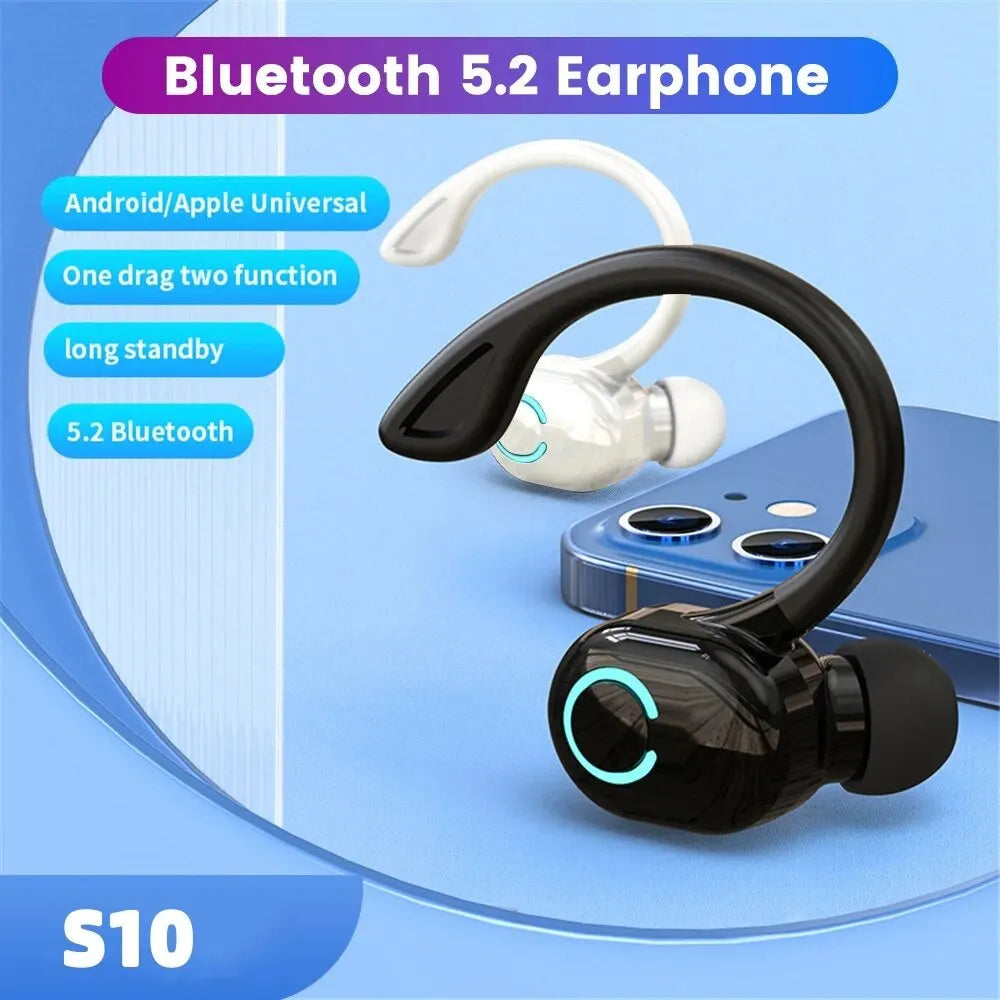 Auriculares inalámbricos con gancho para la oreja, tecnología Bluetooth, ideales para escuchar música, practicar deportes y realizar llamadas manos libres con el teléfono móvil, también aptos para llamadas de negocios.