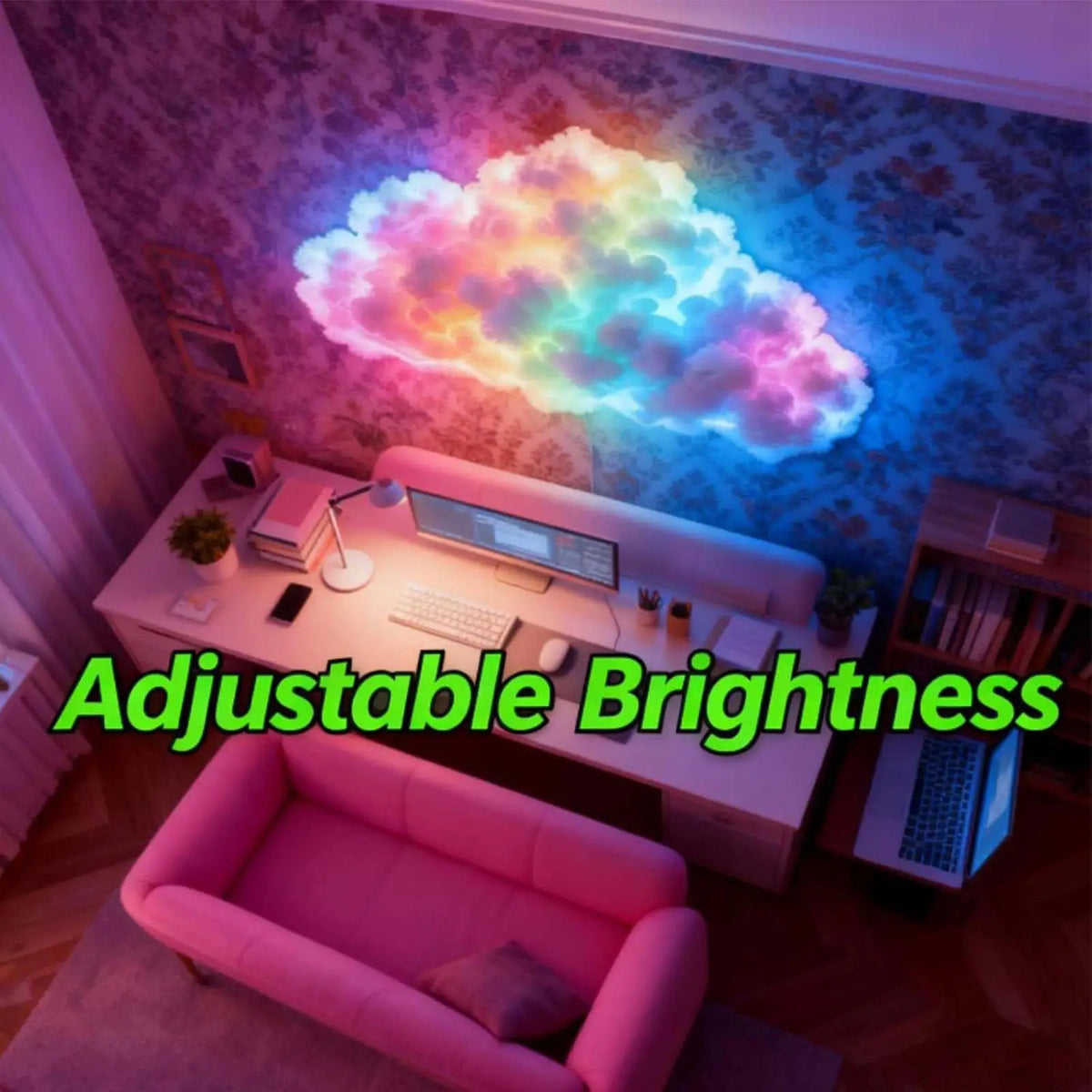 Lámpara LED 3D de nube de trueno, luz nocturna con ritmo musical alimentada por USB para dormitorio, escritorio, decoración de sala de juegos, iluminación de ambiente, regalo