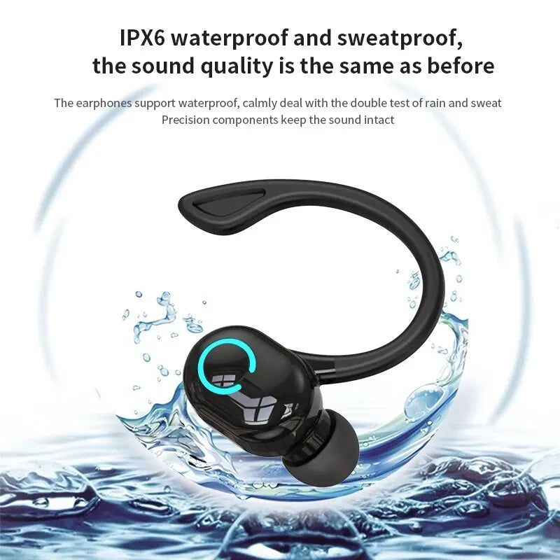 Auriculares inalámbricos con gancho para la oreja, tecnología Bluetooth, ideales para escuchar música, practicar deportes y realizar llamadas manos libres con el teléfono móvil, también aptos para llamadas de negocios.