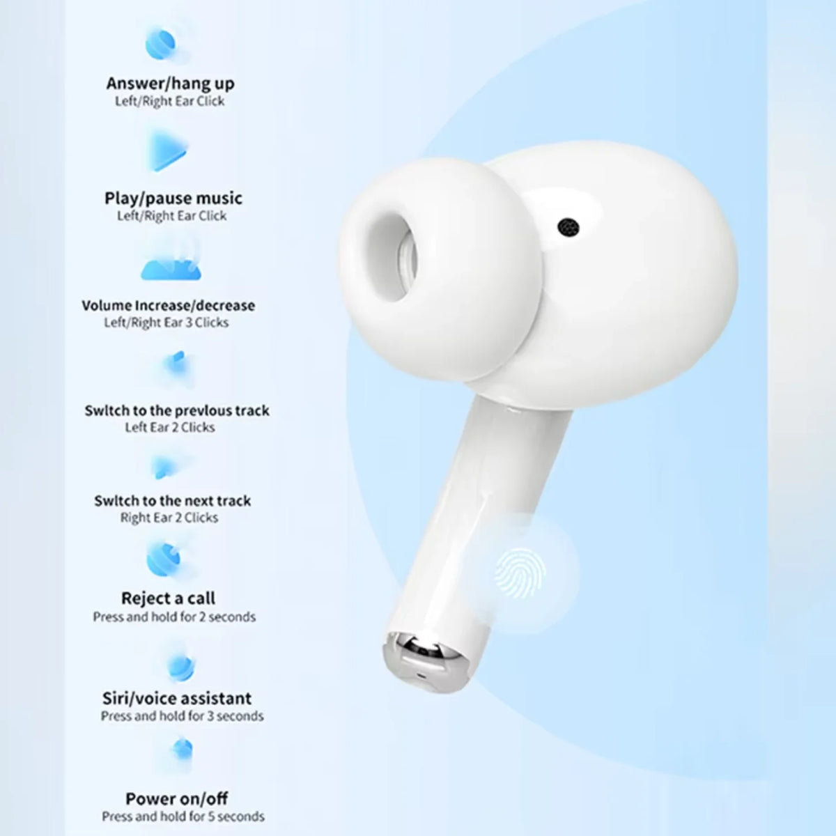 Auriculares Bluetooth UEESFIT A5 TWS, auriculares con sonido de alta fidelidad, auriculares deportivos, auriculares inalámbricos auténticos, auriculares con cancelación de ruido para teléfono