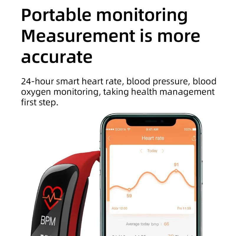 Reloj Inteligente C1 Plus, Monitor de Actividad Física, Bluetooth, Frecuencia Cardíaca, Presión Arterial, Contador de Pasos, Pulsera Deportiva para Hombres y Mujeres 2026