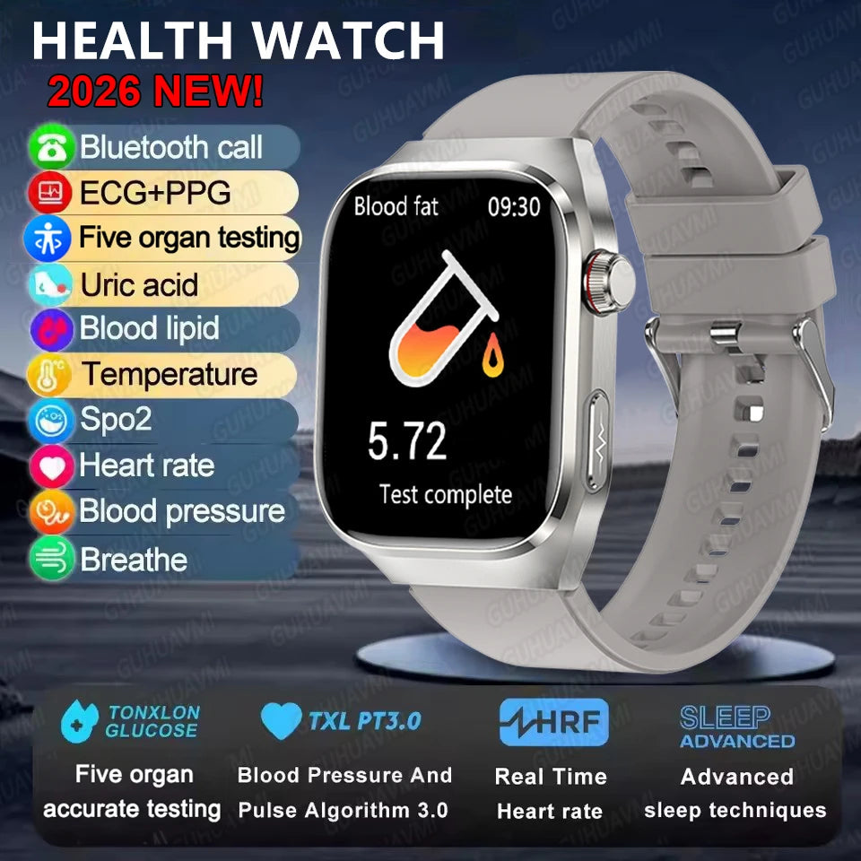 2025New Micro examen físico reloj inteligente para hombres ácido úrico grasa corporal cinco órganos salud relojes Bluetooth llamada SmartBracelet