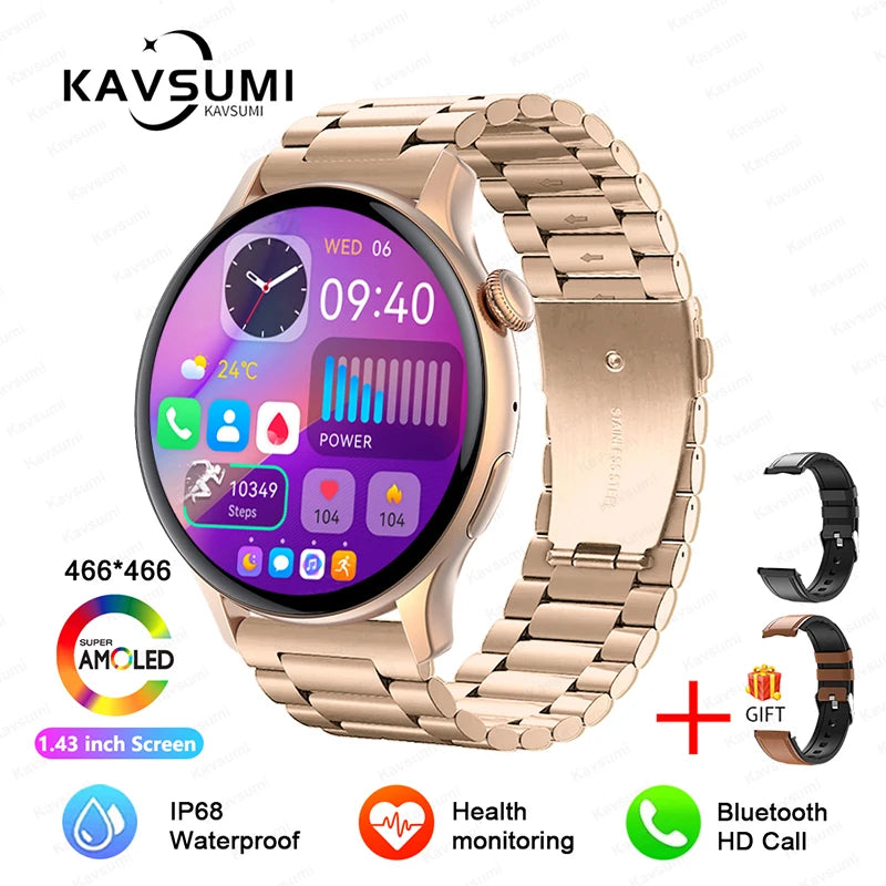 Reloj inteligente para mujer, pantalla AMOLED, siempre visualización del tiempo, NFC, IP68, resistente al agua, llamada deportiva, reloj inteligente para mujer, esfera personalizada