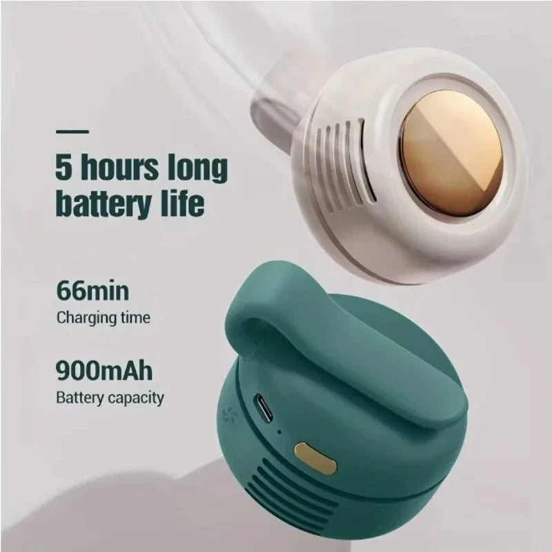 Mini ventilador portátil sin aspas con clip para la cintura, 3 velocidades, silencioso, recargable por USB, manos libres, para viajes al aire libre, ciclismo y camping.
