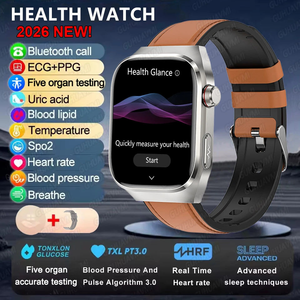 2025New Micro examen físico reloj inteligente para hombres ácido úrico grasa corporal cinco órganos salud relojes Bluetooth llamada SmartBracelet