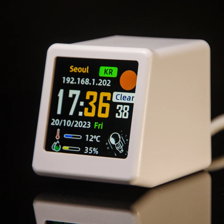 Reloj Digital Meteorológico de Escritorio WiFi GeekMagic Super Cool Mini con Pantalla LCD IPS, Gadget para Decoración