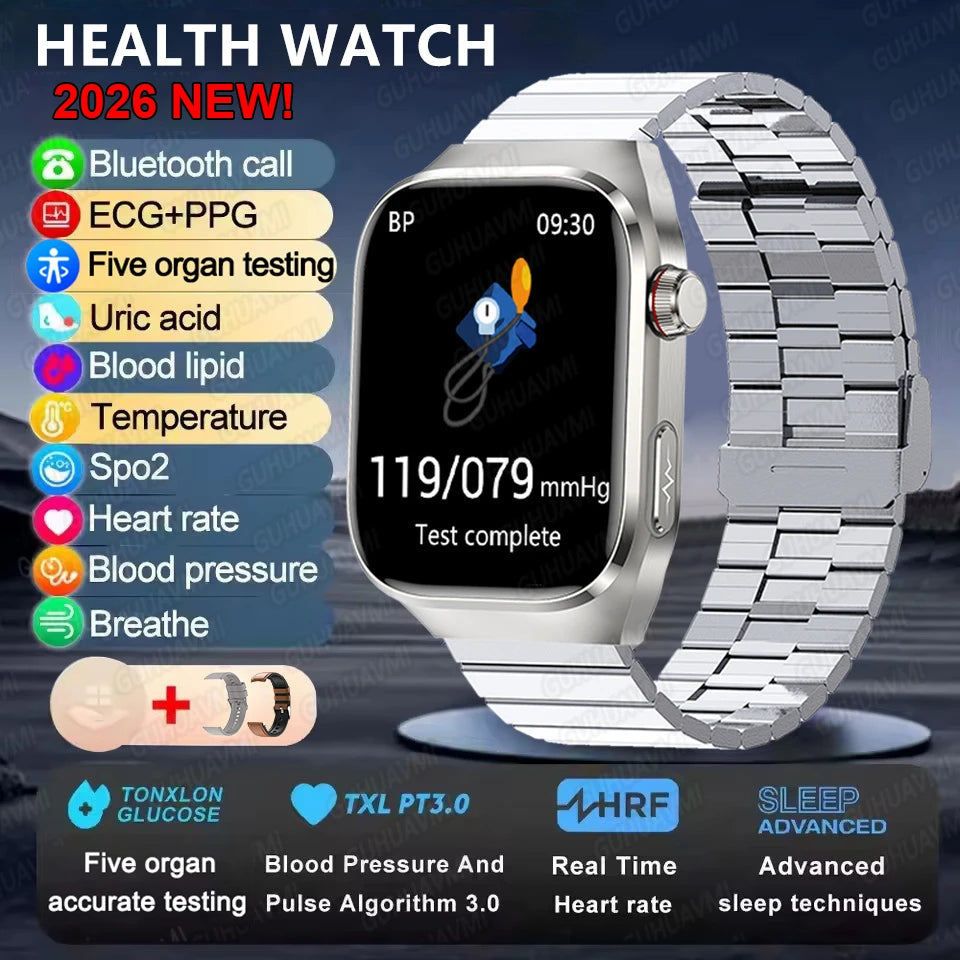 2025New Micro examen físico reloj inteligente para hombres ácido úrico grasa corporal cinco órganos salud relojes Bluetooth llamada SmartBracelet