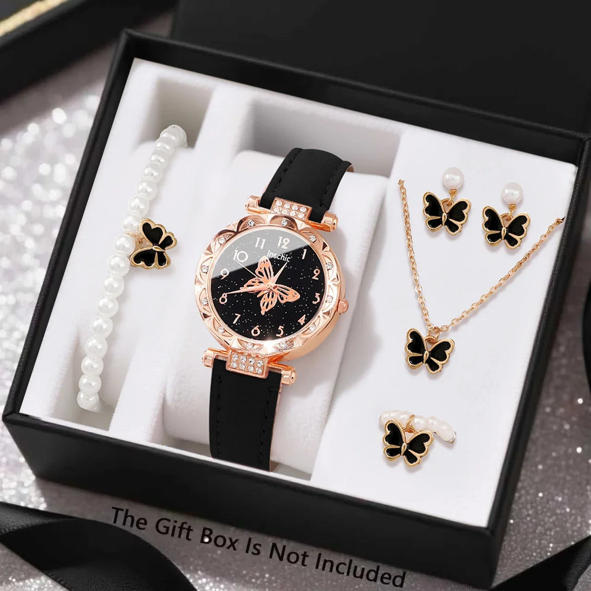 Conjunto de 6 piezas que incluye un reloj de cuarzo para mujer y un collar, ideal para el uso diario y como regalo.