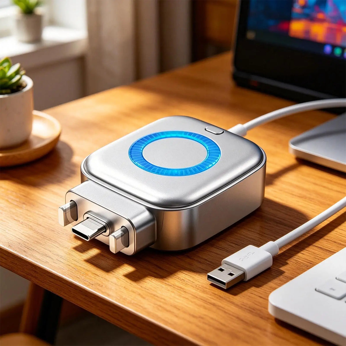 Adaptador de Carga con Desconexión Automática 140W, Protección de Apagado, Carga Inteligente para Teléfono Móvil y Tablet