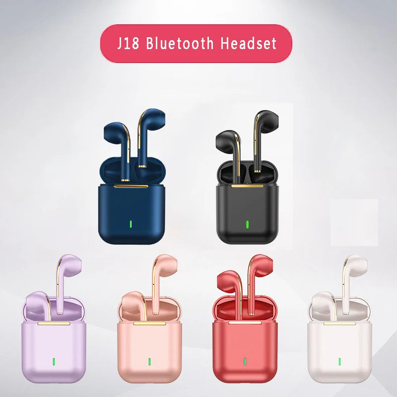 Auriculares inalámbricos J18 TWS, auriculares Bluetooth 5,3 de larga duración de reproducción, llamadas de voz con cancelación de ruido, para juegos, negocios y deportes