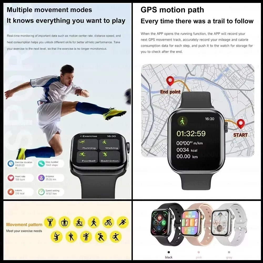 Reloj Inteligente Serie 10 Watch 10 GPS con Memoria DT, Música, Video, Llamadas Bluetooth, Monitor de Ritmo Cardíaco, Resistente al Agua, NFC, para Apple y Android