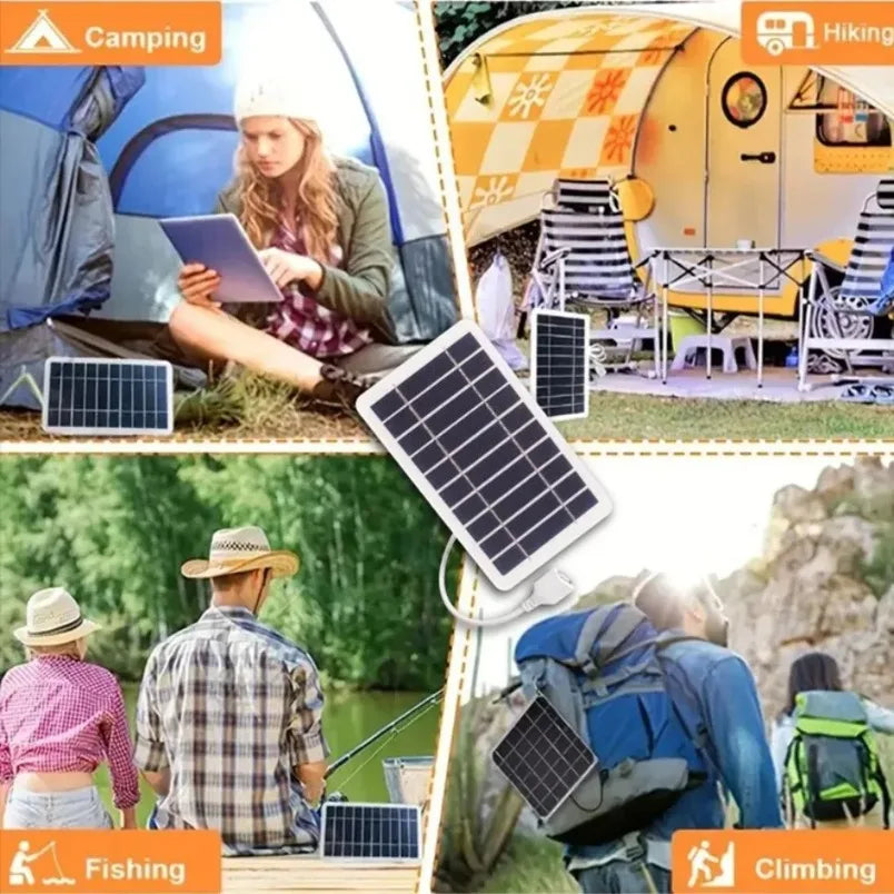 Cargador portátil USB seguro y estable, cargador de panel solar, Compatible con teléfonos, ventiladores, linternas para viajes al aire libre, Camping