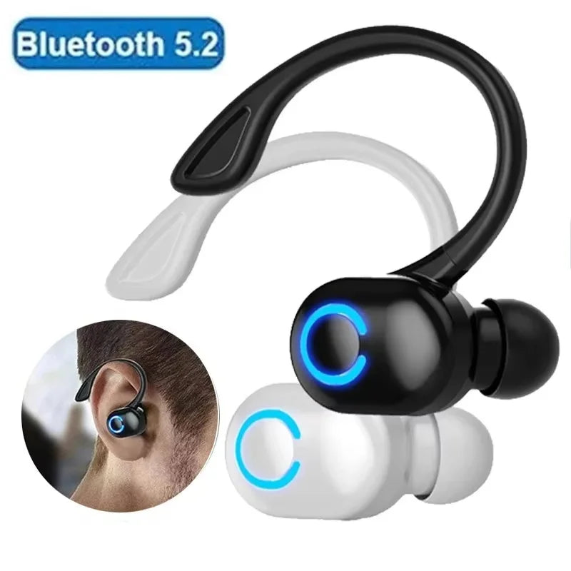 Auriculares inalámbricos con gancho para la oreja, tecnología Bluetooth, ideales para escuchar música, practicar deportes y realizar llamadas manos libres con el teléfono móvil, también aptos para llamadas de negocios.