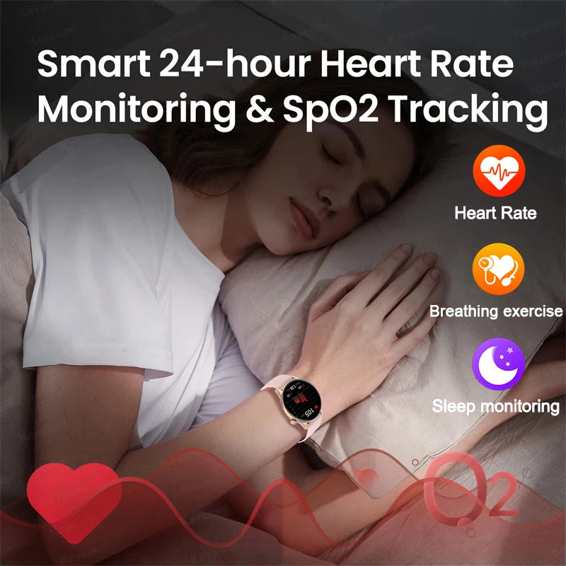 Reloj inteligente para mujer, pantalla AMOLED, siempre visualización del tiempo, NFC, IP68, resistente al agua, llamada deportiva, reloj inteligente para mujer, esfera personalizada