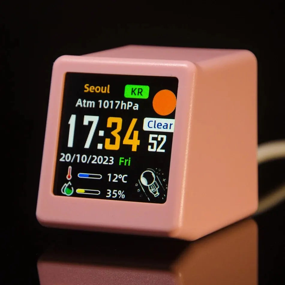 Reloj Digital Meteorológico de Escritorio WiFi GeekMagic Super Cool Mini con Pantalla LCD IPS, Gadget para Decoración